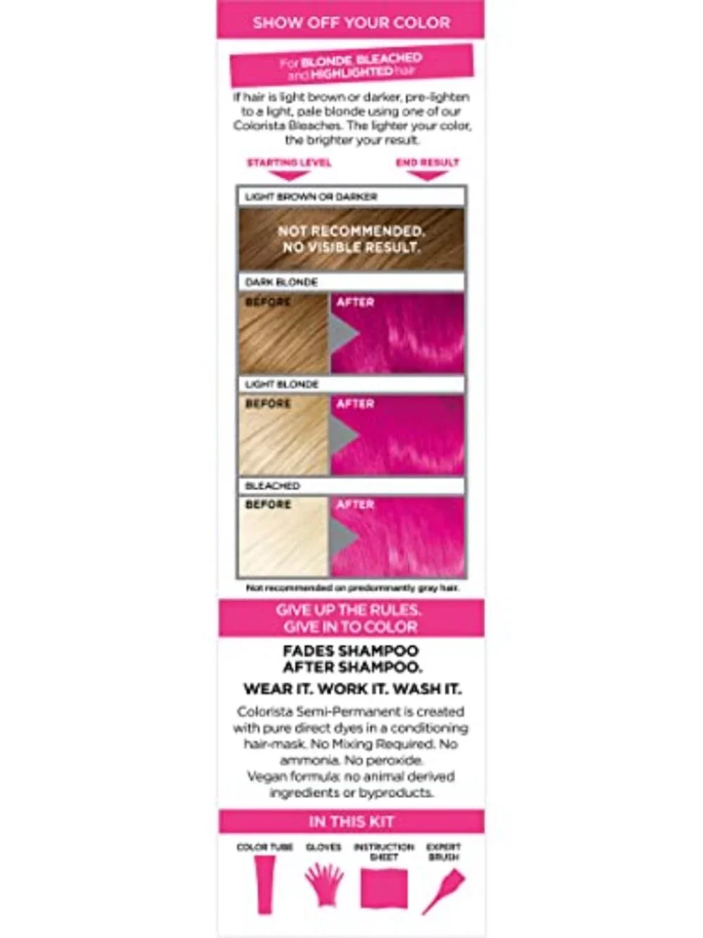 2/$12 💥🆕 L'Oreal Paris Colorista Semi-Perm Hair Color | Metallic Pink | 7338